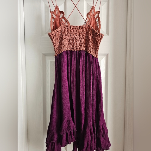 Free People FP One Adella Slip Mini Crochet Dress Size Small Copper Combo - Picture 8 of 11